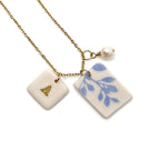 Rectangle Willow Porcelain Charm in Light Blue