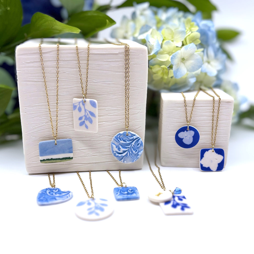 Florentine Square Porcelain Charm in Cobalt