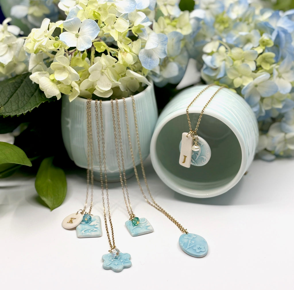 Florentine Rectangle Porcelain Charm in Turquoise