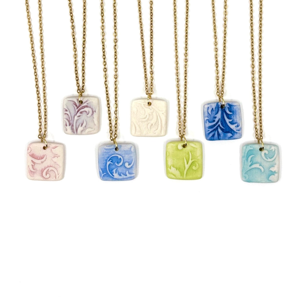 Florentine Square Porcelain Charm in Turquoise