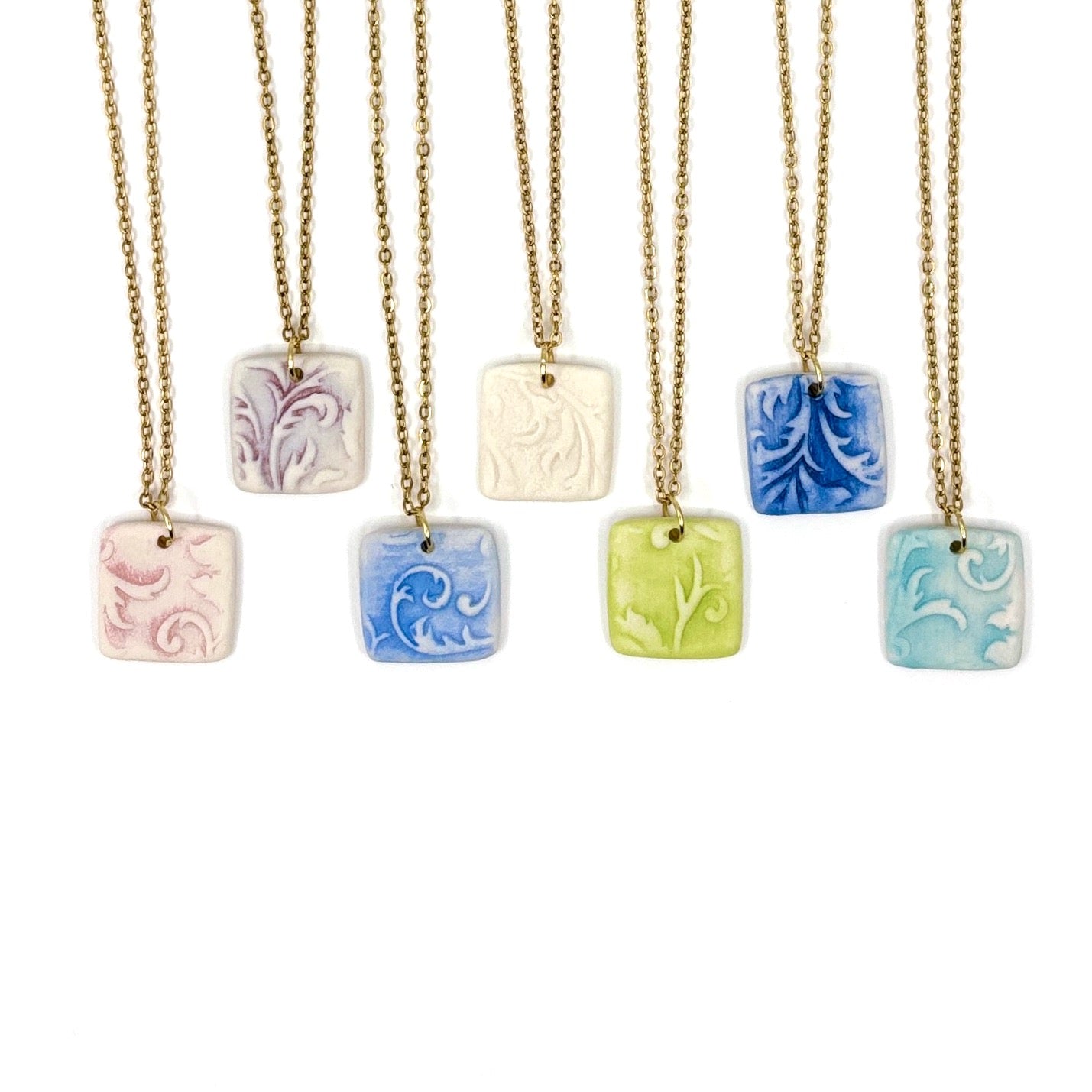 Florentine Square Porcelain Charm in White