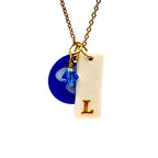 Round Hydrangea Porcelain Charm in Cobalt and Light Blue