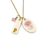 Oval Rosebud Porcelain Charm in Pink