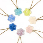 Cherry Blossom Flower Porcelain Charm in Bright Green