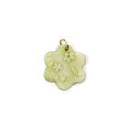 Cherry Blossom Flower Porcelain Charm in Bright Green