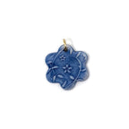 Cherry Blossom Flower Porcelain Charm in Cobalt