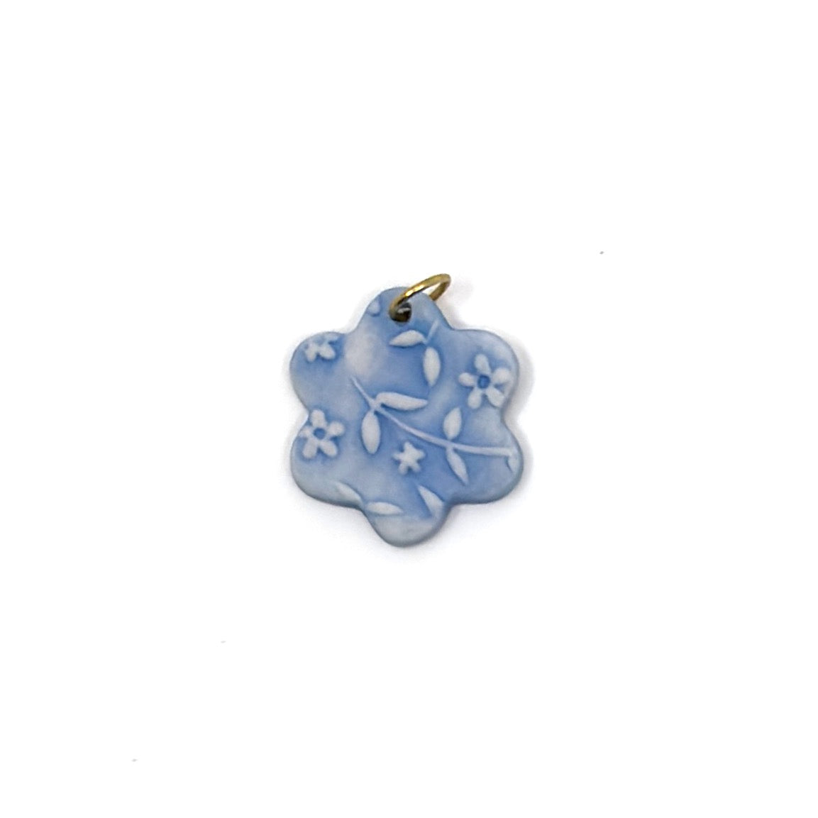 Cherry Blossom Flower Porcelain Charm in Light Blue
