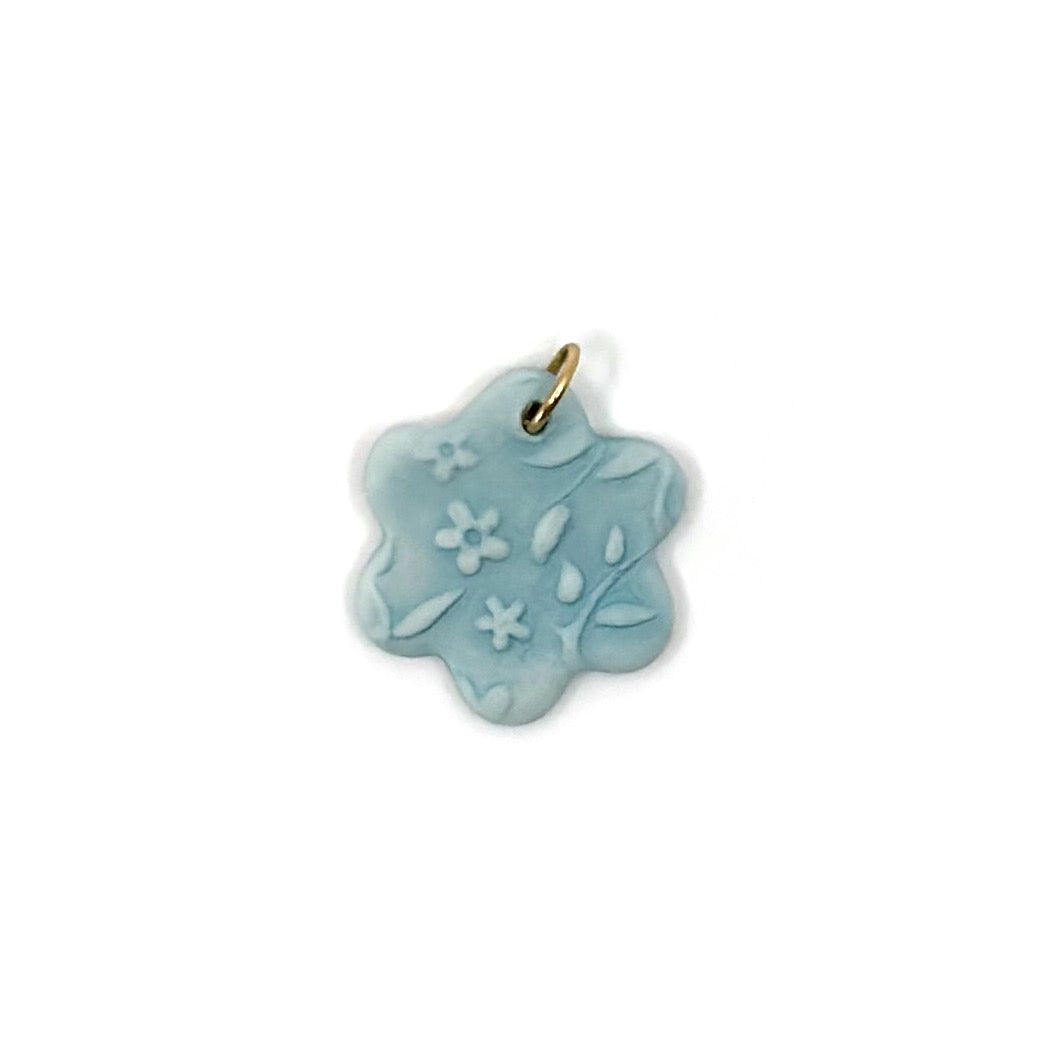 Cherry Blossom Flower Porcelain Charm in Turquoise