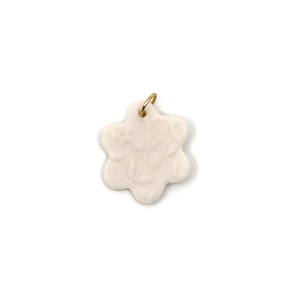 Cherry Blossom Flower Porcelain Charm in White