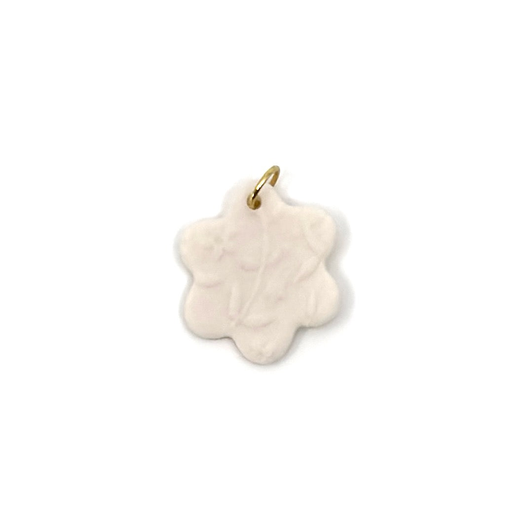 Cherry Blossom Flower Porcelain Charm in White