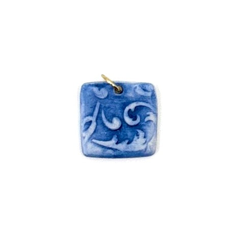 Florentine Square Porcelain Charm in Cobalt