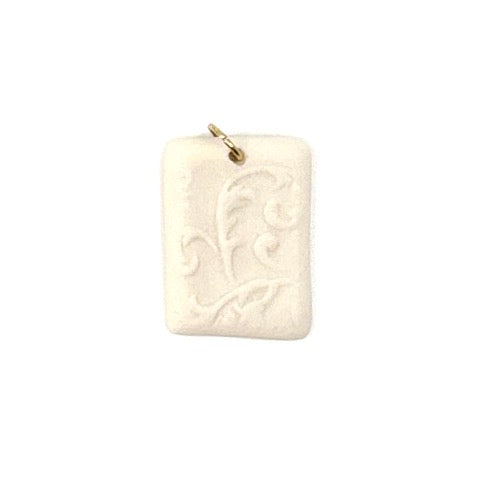 Florentine Rectangle Porcelain Charm in White