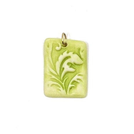 Florentine Rectangle Porcelain Charm in Bright Green