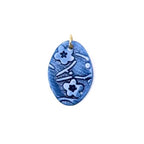 Cherry Blossom Oval Porcelain Charm in Cobalt Blue