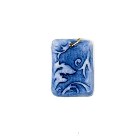 Florentine Rectangle Porcelain Charm in Cobalt