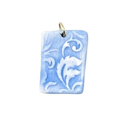 Florentine Rectangle Porcelain Charm in Light Blue