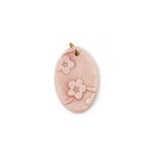 Cherry Blossom Oval Porcelain Charm in Pink