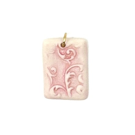 Florentine Rectangle Porcelain Charm in Pink