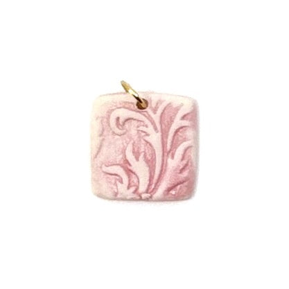Florentine Square Porcelain Charm in Pink