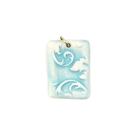 Florentine Rectangle Porcelain Charm in Turquoise