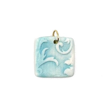 Florentine Square Porcelain Charm in Turquoise