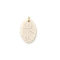 Cherry Blossom Oval Porcelain Charm in White
