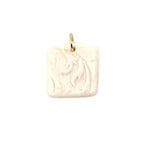 Florentine Square Porcelain Charm in White