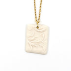 Florentine Rectangle Porcelain Charm in White