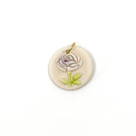 Round Rosebud Porcelain Charm in Lilac