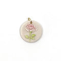 Round Rosebud Porcelain Charm in Pink