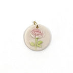 Round Rosebud Porcelain Charm in Pink