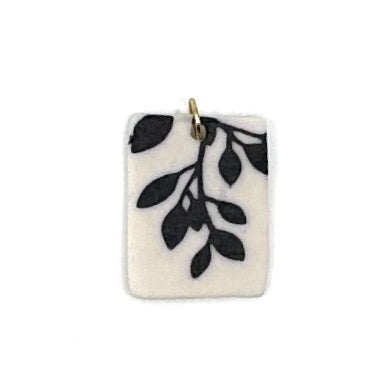 Rectangle Willow Porcelain Charm in Black