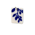 Rectangle Willow Vine Porcelain Charm in Cobalt
