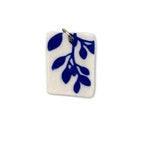 Rectangle Willow Vine Porcelain Charm in Cobalt