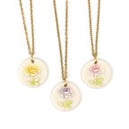 Round Rosebud Porcelain Charm in Yellow
