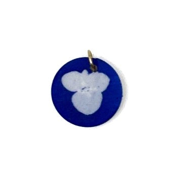 Round Hydrangea Porcelain Charm in Cobalt and Light Blue