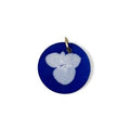Round Hydrangea Porcelain Charm in Cobalt and Light Blue