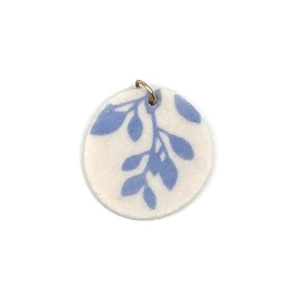 Round Willow Porcelain Charm in Light Blue