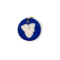 Round Hydrangea Porcelain Charm in Cobalt