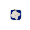 Square Hydrangea Porcelain Charm in Cobalt