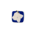 Square Hydrangea Porcelain Charm in Cobalt