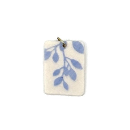 Rectangle Willow Porcelain Charm in Light Blue