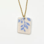 Rectangle Willow Porcelain Charm in Light Blue