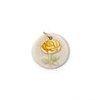 Round Rosebud Porcelain Charm in Yellow